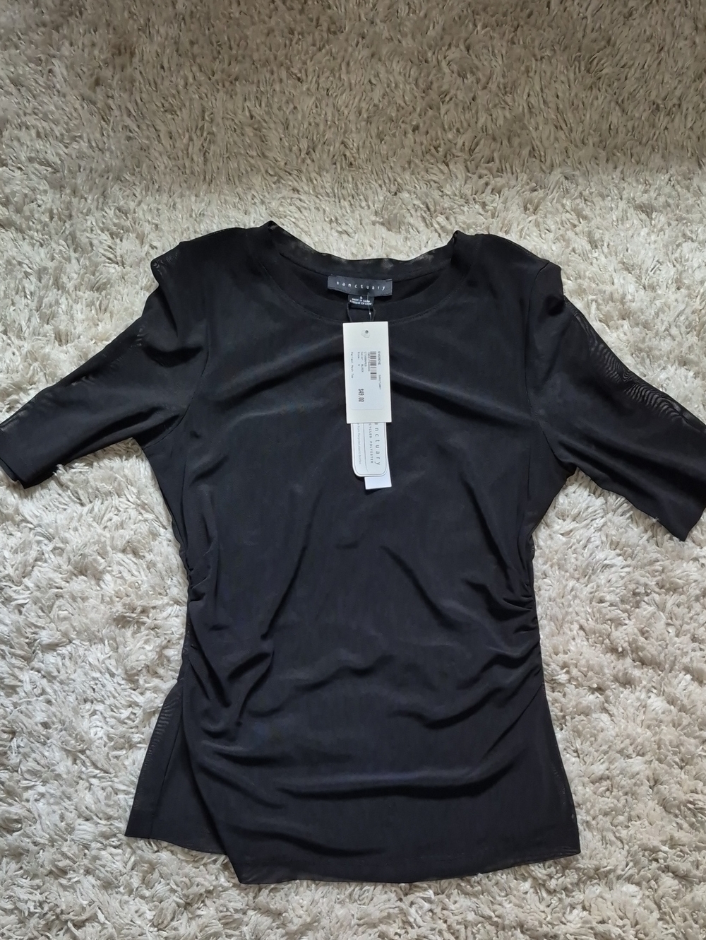 Sanctuary Black Short Sleeve Crewneck Top
